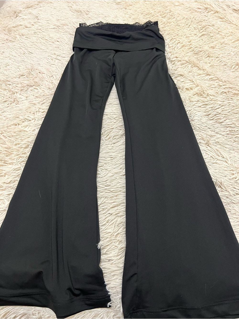 Black Fold-Over Waistwide Leg Pants